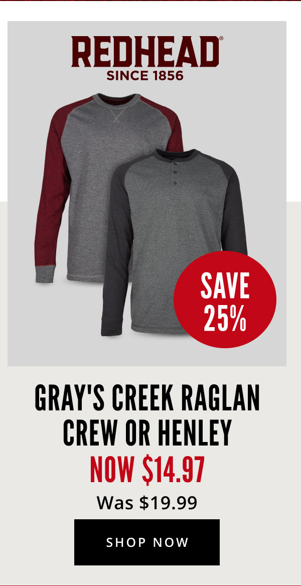 RedHead Gray's Creek Raglan Long-Sleeve Crew for Men